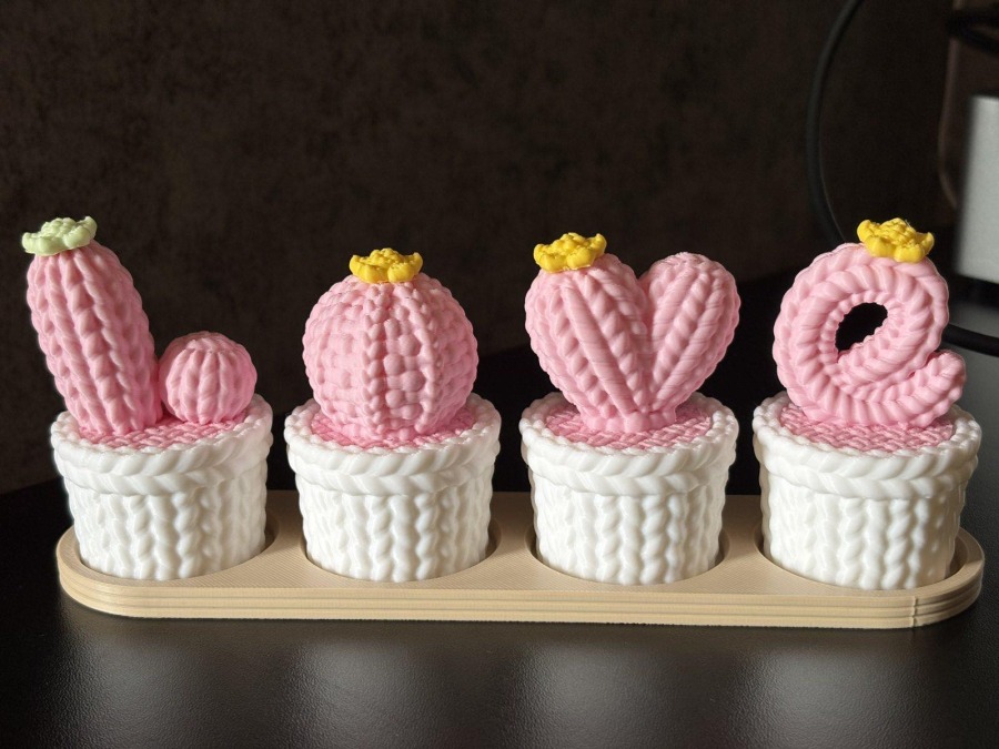 Mini Cactus Desk Decor – LOVE Pot Set | Cute Table Decoration | Gift Idea